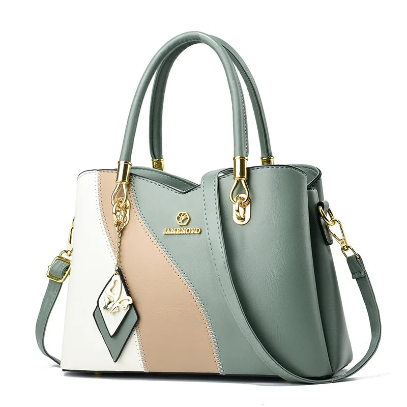Fashion Contrasting Handbag | Large Capacity Temperament Elegant Mother Bag & Middle-Aged Shoulder Bag Luxegan