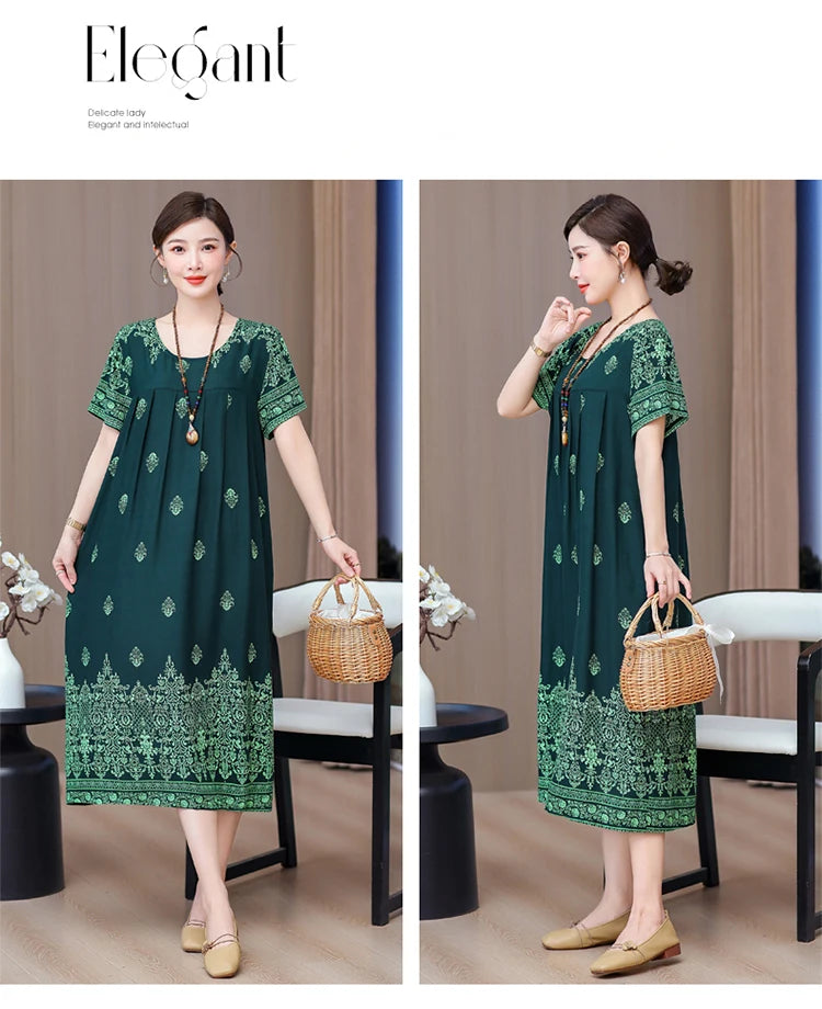 New 2025 Women Dress Female Casual short Sleeve cotton Dresses loose solid Vintage Sweet Clothing Vestidos  vestido verano