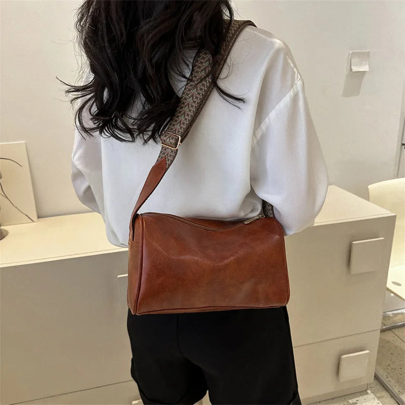 Vintage Soft PU Leather Boston Bag | Fashion Pillow Crossbody Luxegan