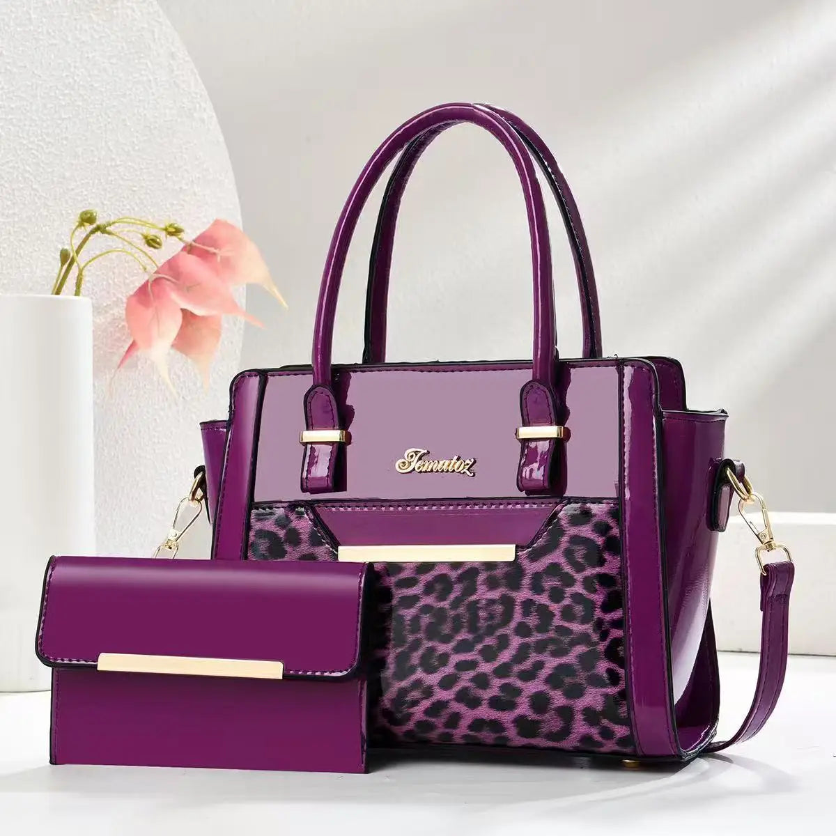 Fashionable New Women's Handbag | Shiny Leather Large Capacity Shoulder Bag | Classic Retro Diagonal Cross Bag Commuting Tote Bag Luxegan