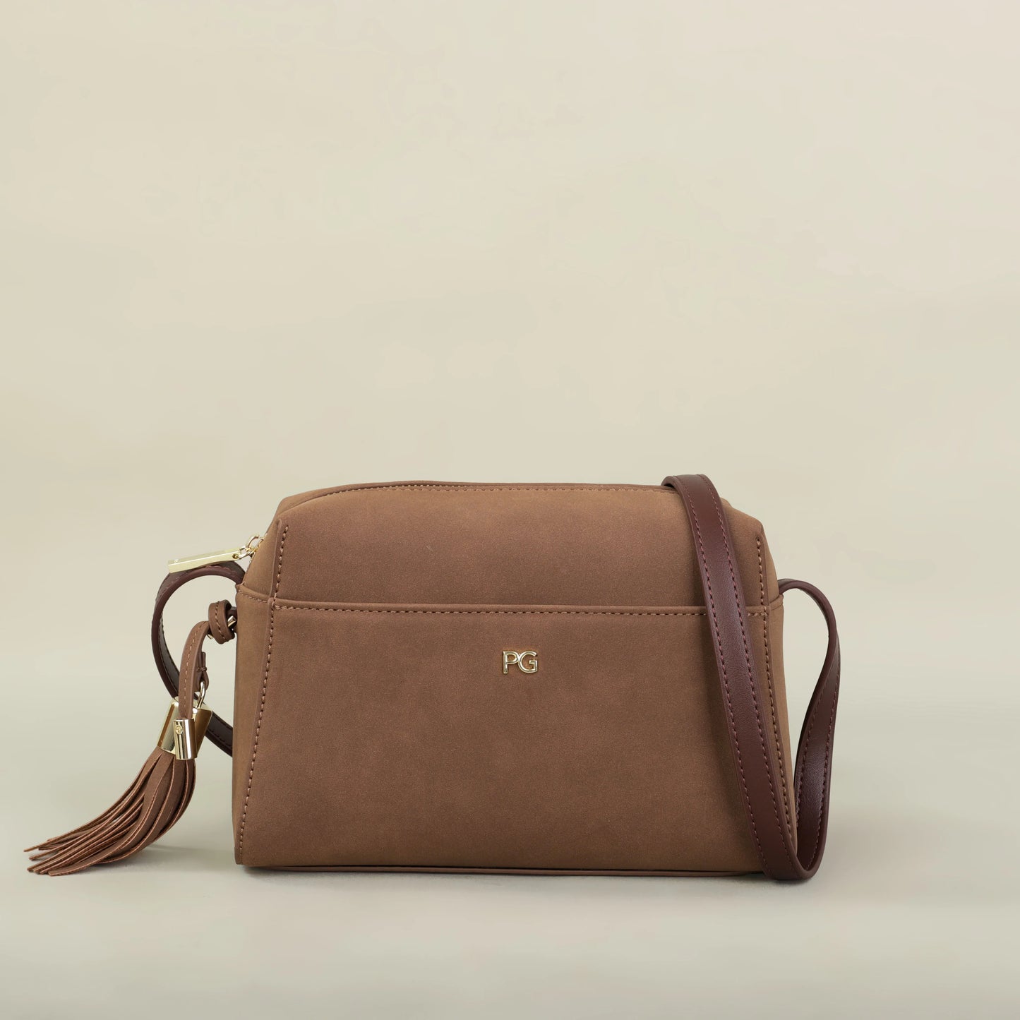 Fashion Design Slash Bag | High-End Minimalist Women's Square Satchel | Elegant Faux Suede Party Handbag with Ribbon Detail (Model P3235A) Luxegan