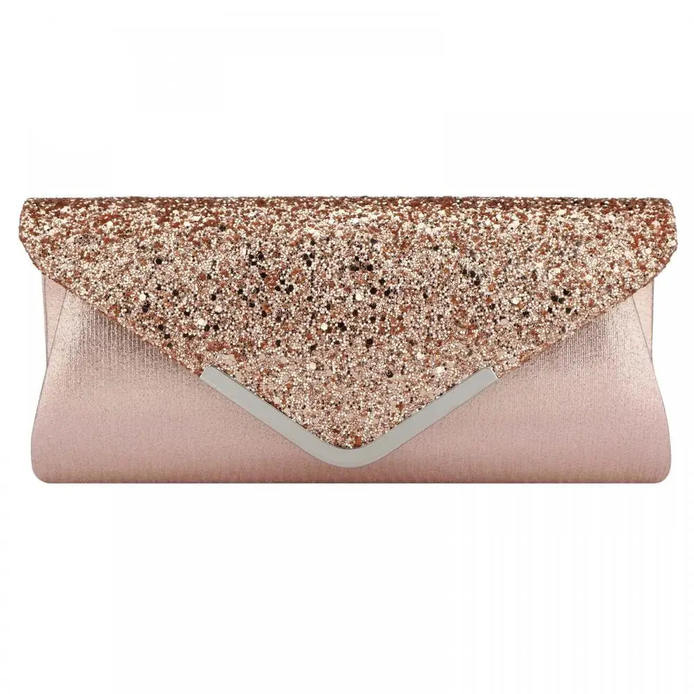 PU Leather Sequined Envelope Clutch | Royal Blue Luxury Designer Evening Bag Luxegan