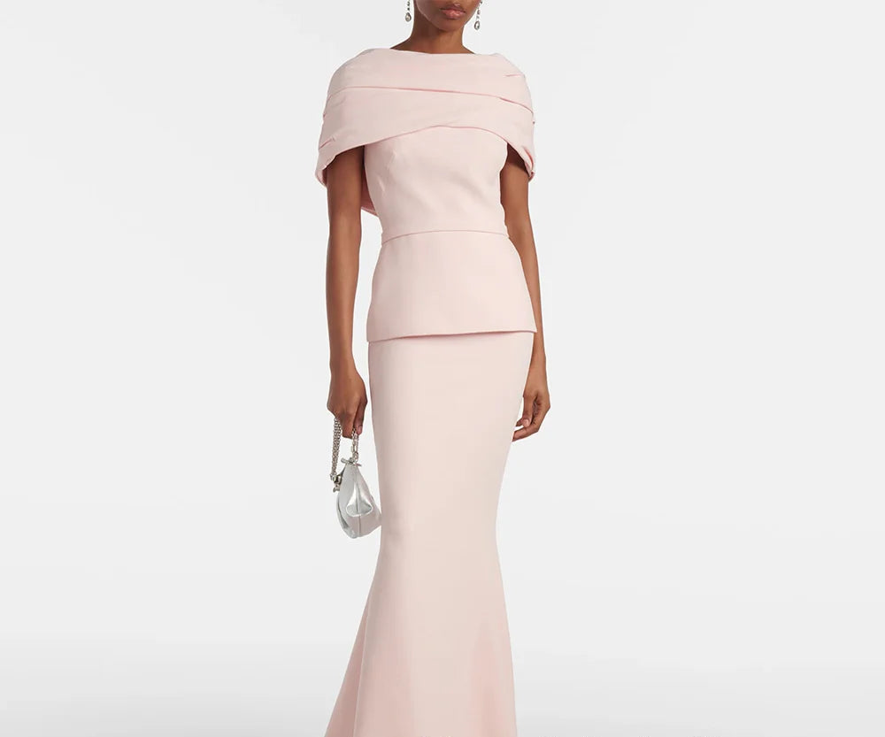 Simple Off-The-Shoulder Arabian Mermaid Evening Gown | Sophisticated "Pleated Jersey" Silhouette | Custom Made Arabic Formal Party Dress with Sweep Train | Classic Model 20250407 Prom Masterpiece Luxegan