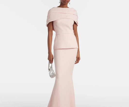 Simple Off-The-Shoulder Arabian Mermaid Evening Gown | Sophisticated "Pleated Jersey" Silhouette | Custom Made Arabic Formal Party Dress with Sweep Train | Classic Model 20250407 Prom Masterpiece Luxegan