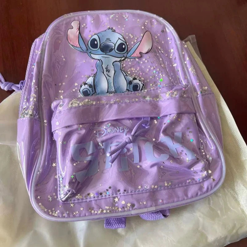 Disney’s New "Stitch" Cartoon Sequined Backpack | Trendy Kindergarten School Bag for Boys & Girls | Fashionable PVC Sequin Bucket Bag with Nylon Lining Luxegan