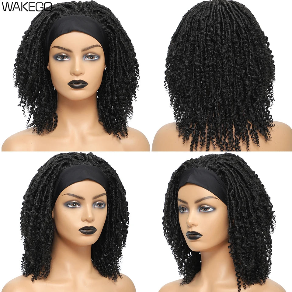 12 Inch Curly Faux Locs Dreadlock Wig | Machine or Headband Cap