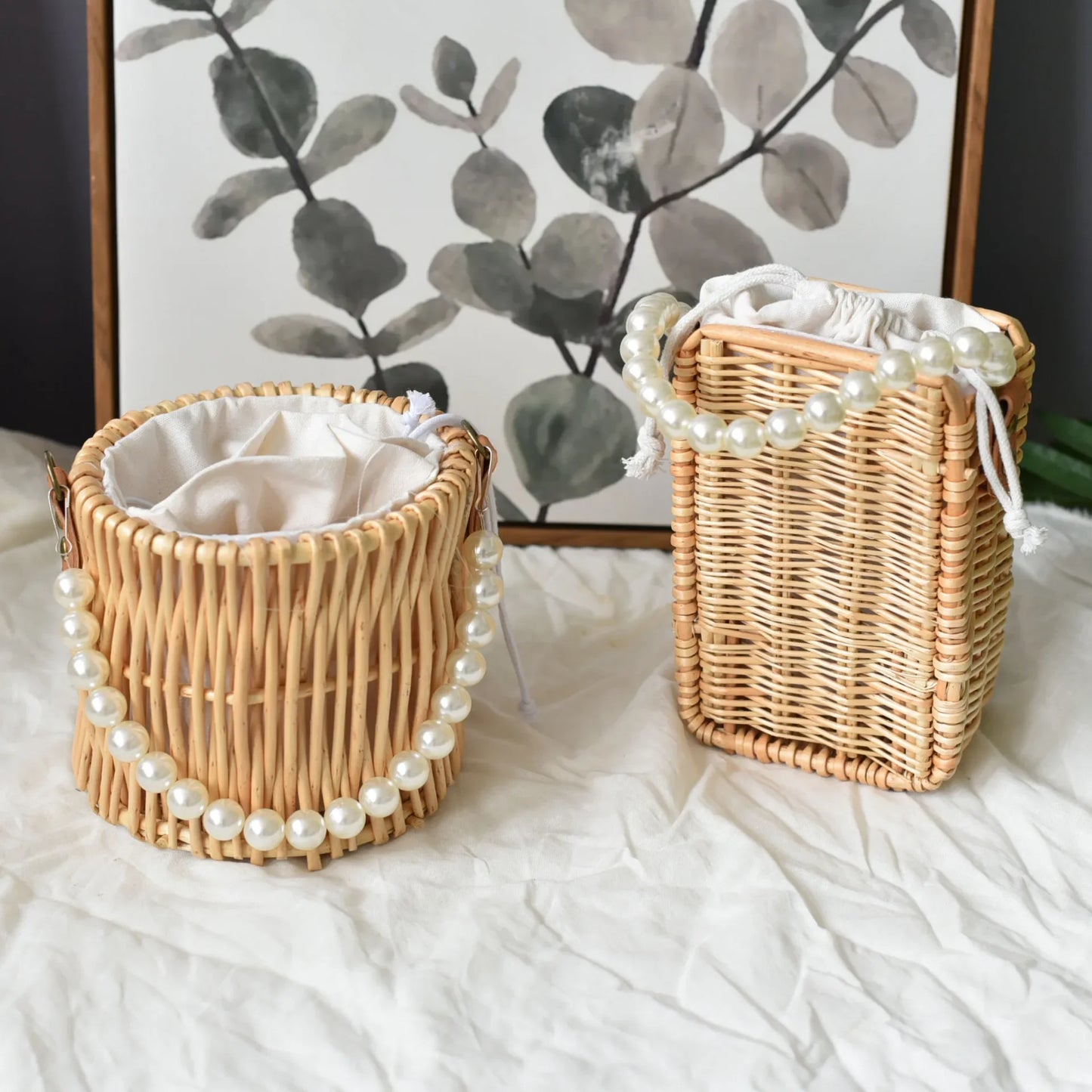 Straw Bags for Women | Square Handbags & Summer Rattan Shoulder Bags (Handmade Knitted Storage & Small Totes Bag) Luxegan