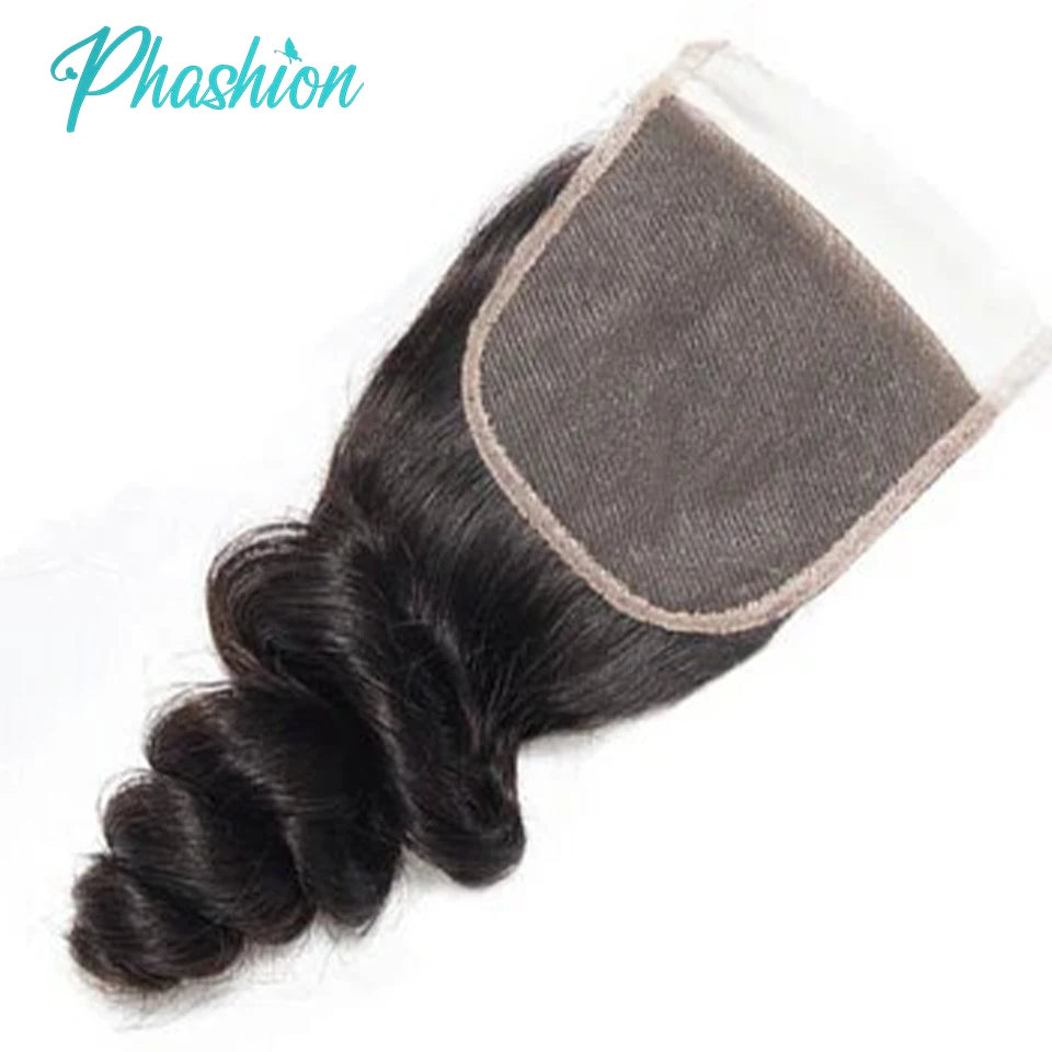 Phashion Loose Wave 13x4 Lace Frontal HD Transparent Swiss 4×4 Closure Pre Plucked Brazilian Remy Human Hair For Black Women