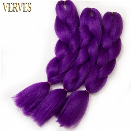 Synthetic Jumbo Braid Kanekalon Braiding Hair 24in | Ombre & Solid Colors | 100g