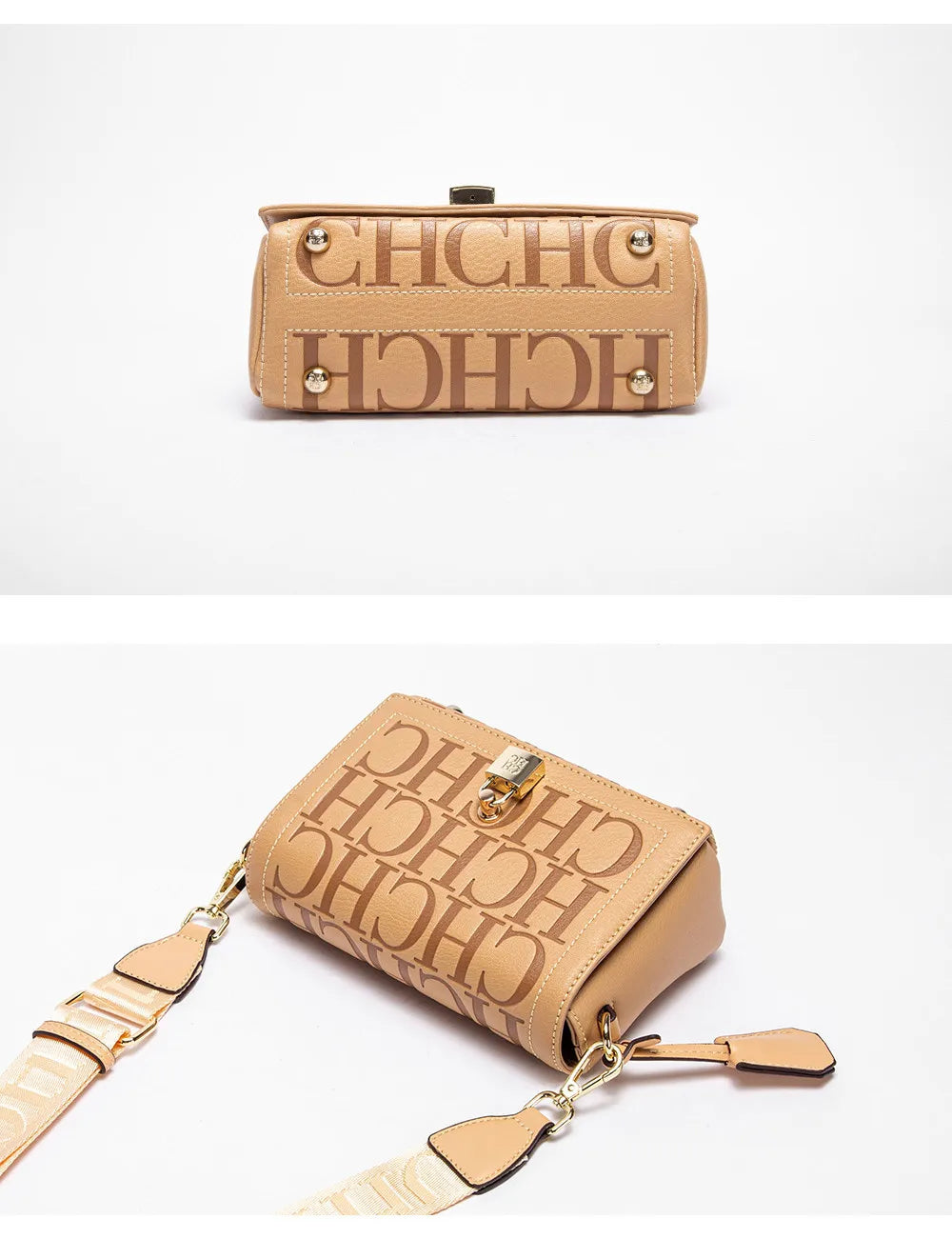 Fashion Solid Colour Printed Head Bag Design Women's Shoulder Bag | Luxury Brand Model Metal Accessories Buckle Monogram Print Luxegan