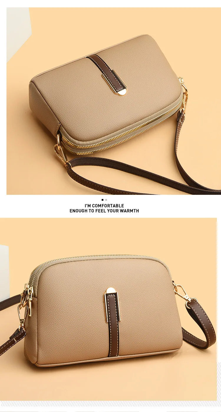 100% Genuine Leather Shoulder Bag | Women's Handbag & Designer Cowhide Flap Bag (Luxury Women's Messenger Crossbody Bags) Luxegan