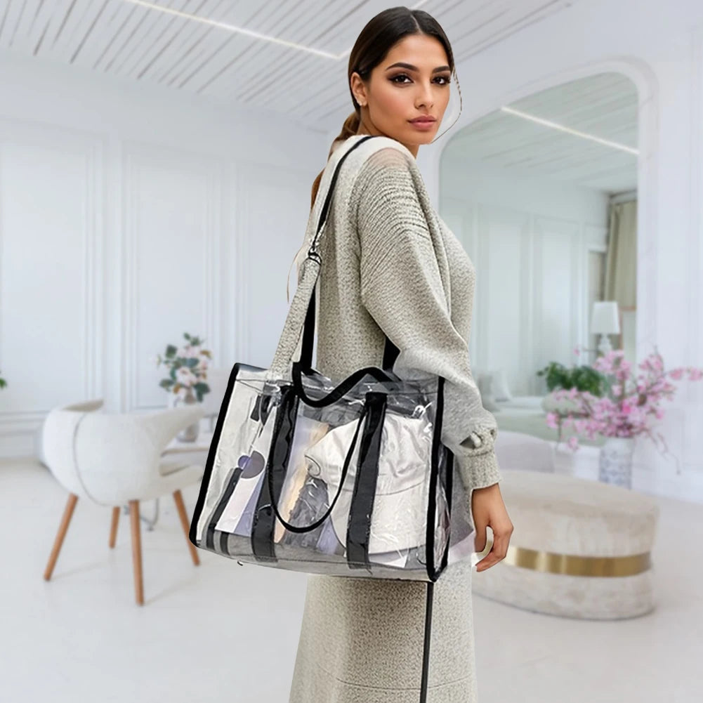 Transparent PVC Large Capacity Tote Bag Luxegan