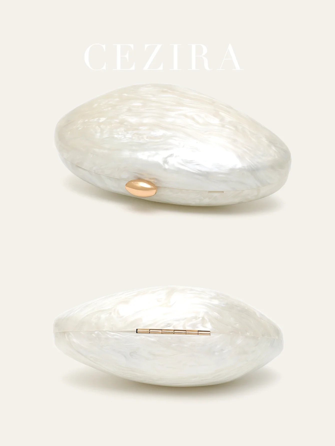 Acrylic Solid Minaudiere | Glamorous Shell Shaped Long Chain Evening Bag