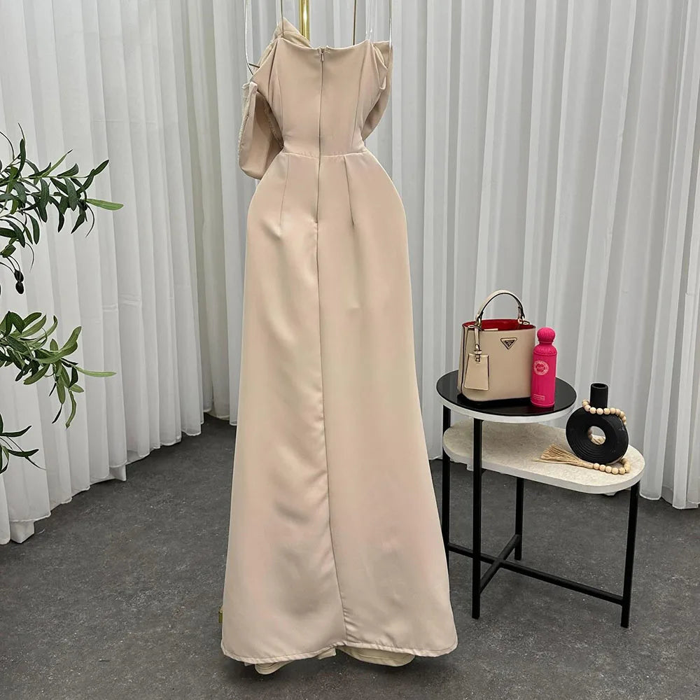Sequined Side-Split A-Line Evening Gown | Strapless Sleeveless Floor-Length Prom Dress Luxegan