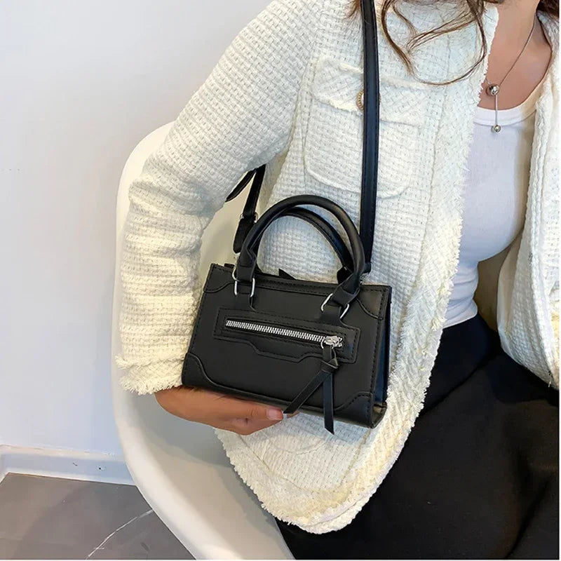 Western Style Crossbody Bag | Simple Textured Square Handbag Luxegan
