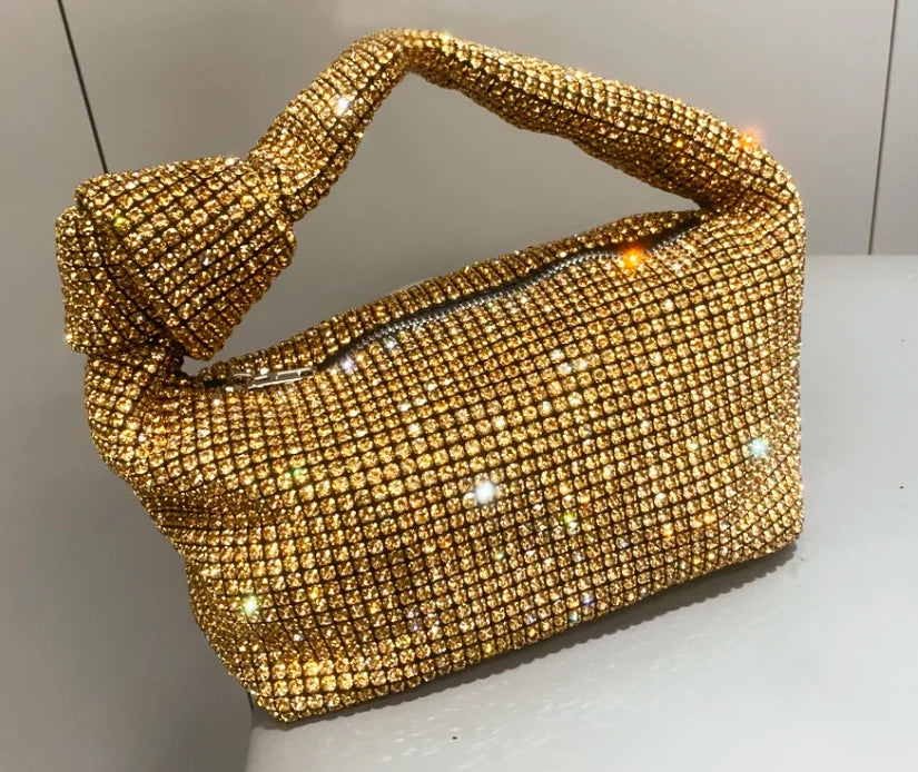 Handle Rhinestones Knot Evening Bag | Crystal Top Handle Bag & Luxury Designer Tote Luxegan