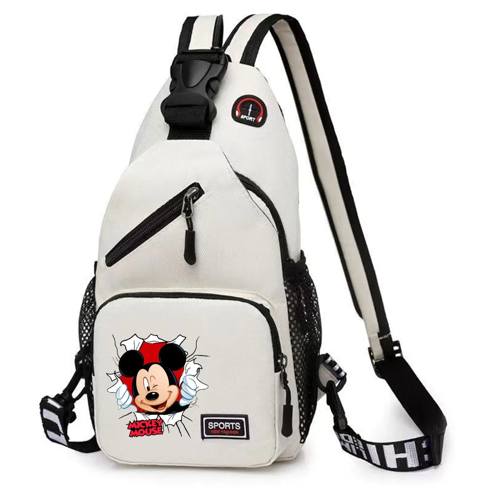 Mickey Minnie Mouse Cartoon Shoulder Bag | Unisex Multi-functional Oxford Fabric Backpack & Casual Chest Business Travel Pack Luxegan