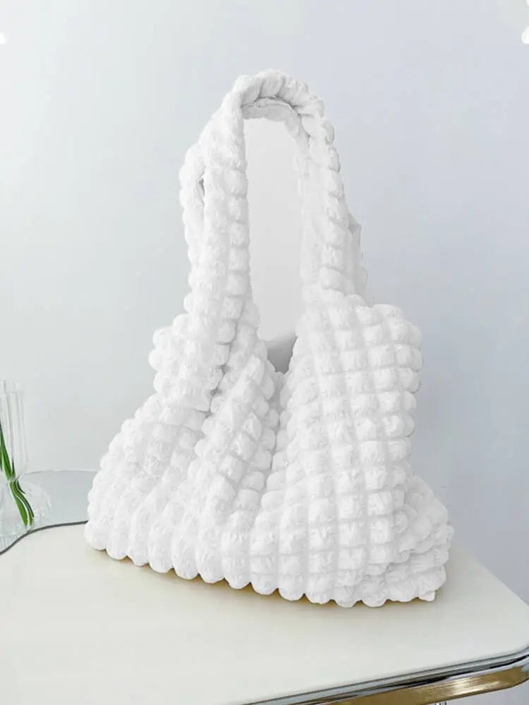 Soft Pleated Cloud Tote | Candy Color Large Capacity Shoulder Bag Luxegan