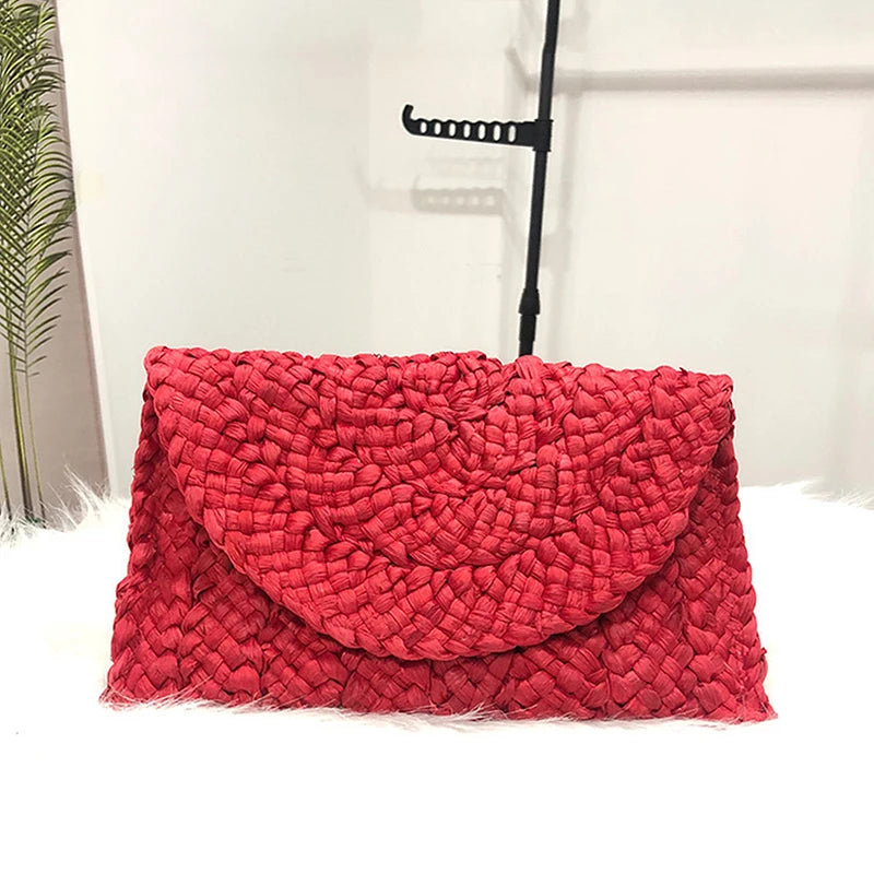 Handmade Straw Envelope Bag | Soft Beach Crossbody Purse Luxegan