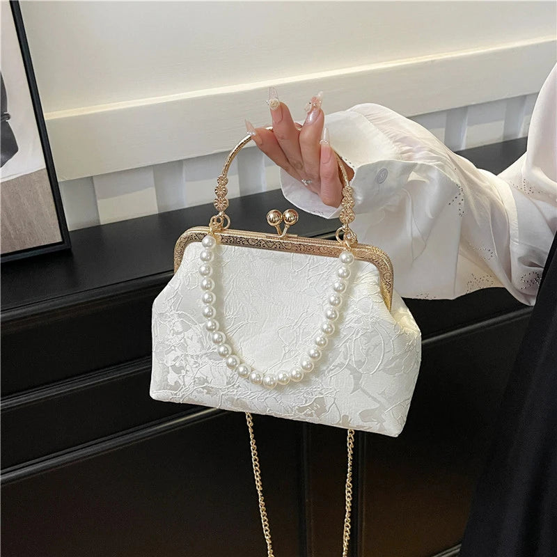 Vintage Classic Lace Bag | Pearl Evening Bags, Wedding Shell Lock Bags & Women's Handbags Luxegan