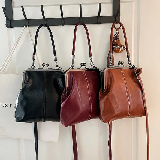 Vintage Style Brown Shell Handbag | Versatile Designer Shoulder Bag for Women | Premium PU Leather Lady's Crossbody Purse | Minimalist Fashion Shell Bag Luxegan