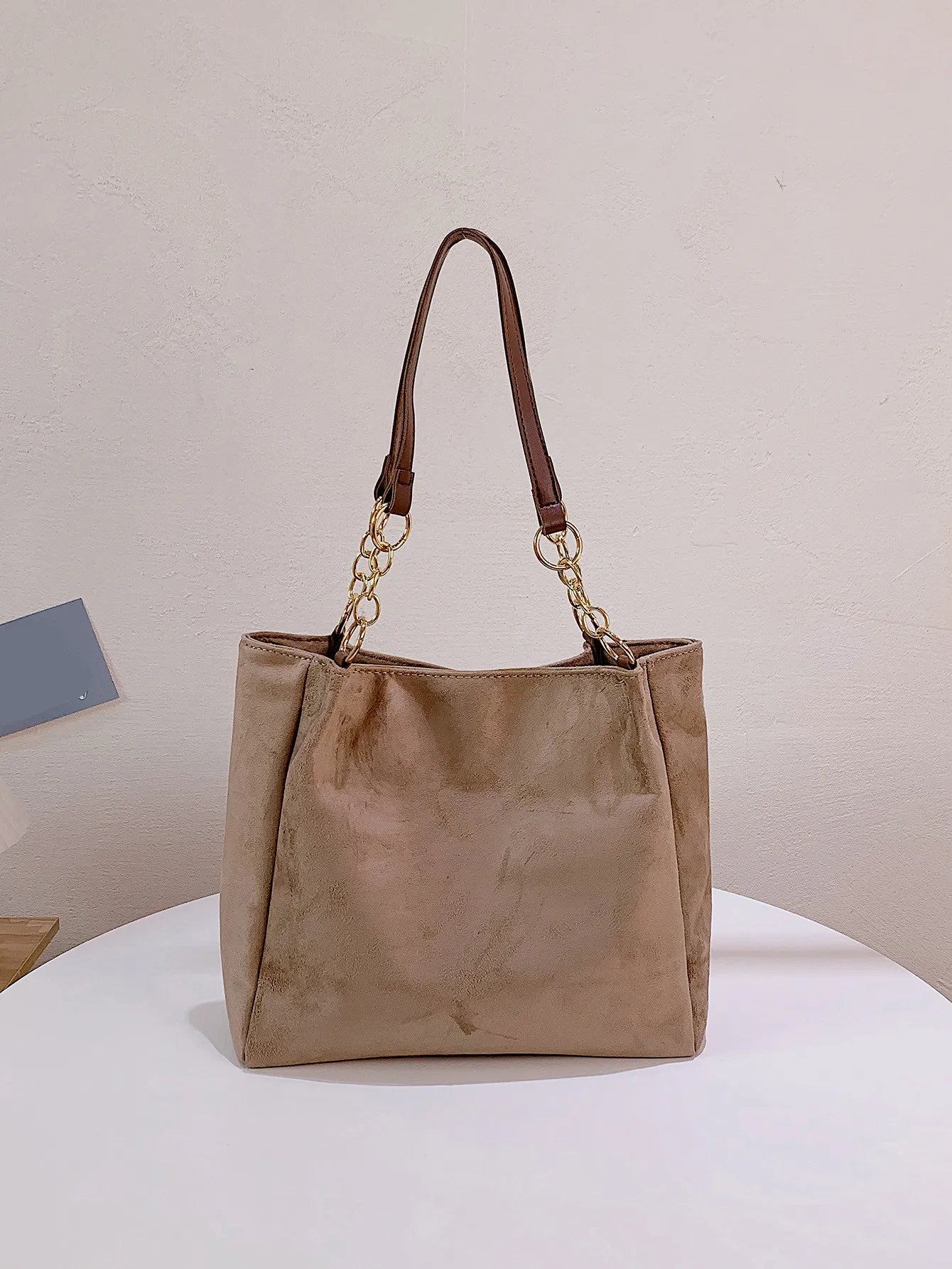 Large-Volume Suede Commuter Tote Bag | Stylish One-Shoulder Handbag