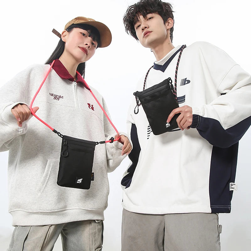 Original Design Nylon Cloth Messenger Bag | New Portable Mobile Phone Bag | Unisex Simple Shoulder Satchel with String Closure Luxegan