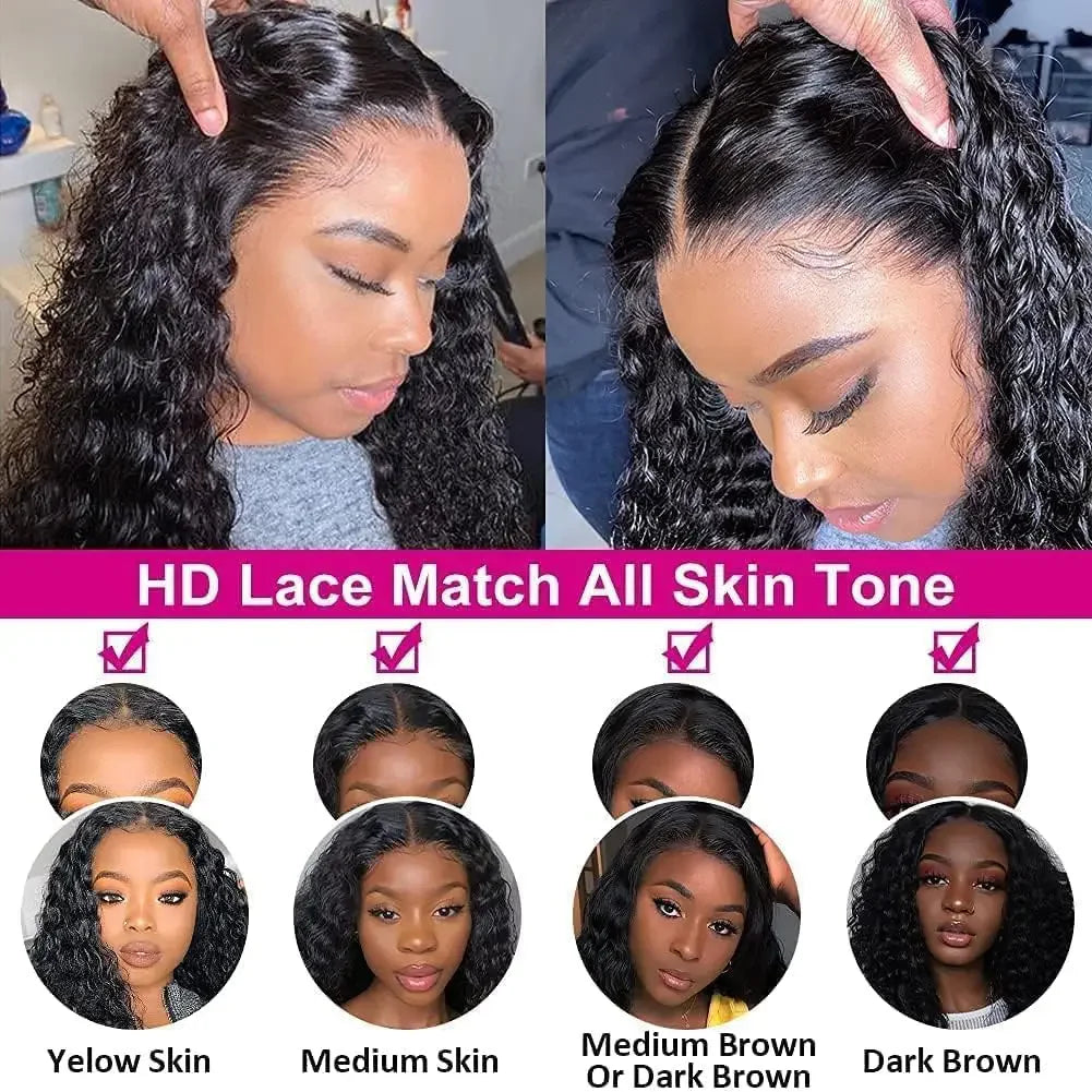 Invisi-Strap 360 HD Full Lace Glueless Wig | Sophisticated "Deep Curly" Water Wave Silhouette | Elegant 250% Density Lace Frontal | "Dignified" Brazilian Human Hair Wig for Radiant Versatile Styling Luxegan