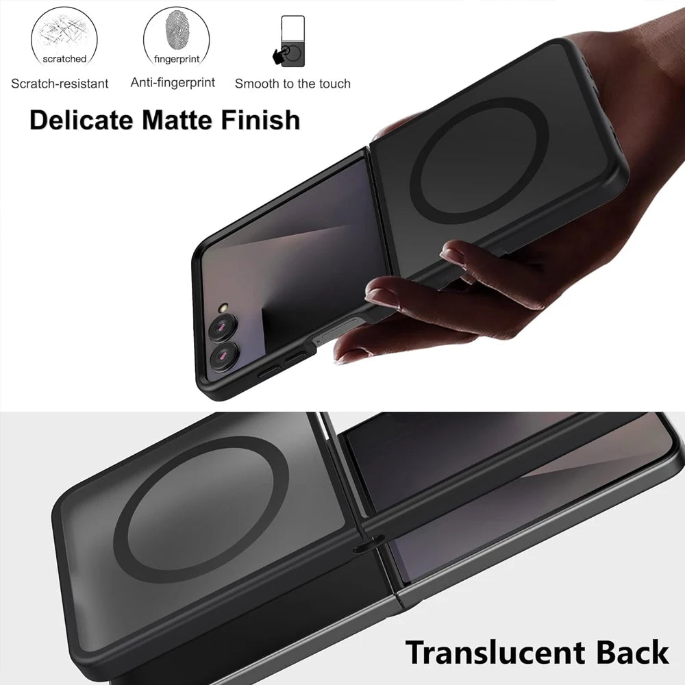 Funda Transparente Magnética para Teléfono Móvil UYUXIO para Samsung Galaxy Z Flip 7, Carcasas de Carga Inalámbrica, Cubierta Delgada Resistente con Imán
