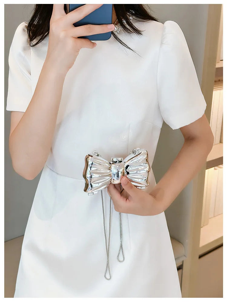 Golden Evening Bag | Luxury Designer Shoulder Bag & Round Acrylic Clutch Luxegan