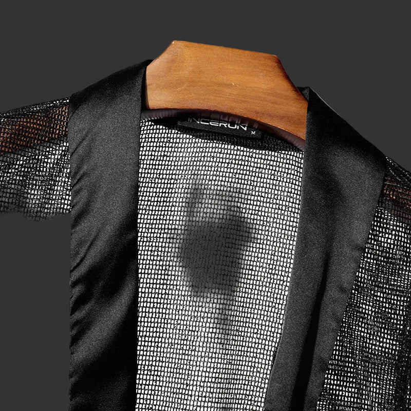 Mesh Hollow Out See-Through Tank Top | Sophisticated V-Neck Sleeveless Silhouette | Elegant "Patchwork" Summer Streetwear | "Dignified" Knitted Black Polyester Top for Radiant Versatile Styling Luxegan