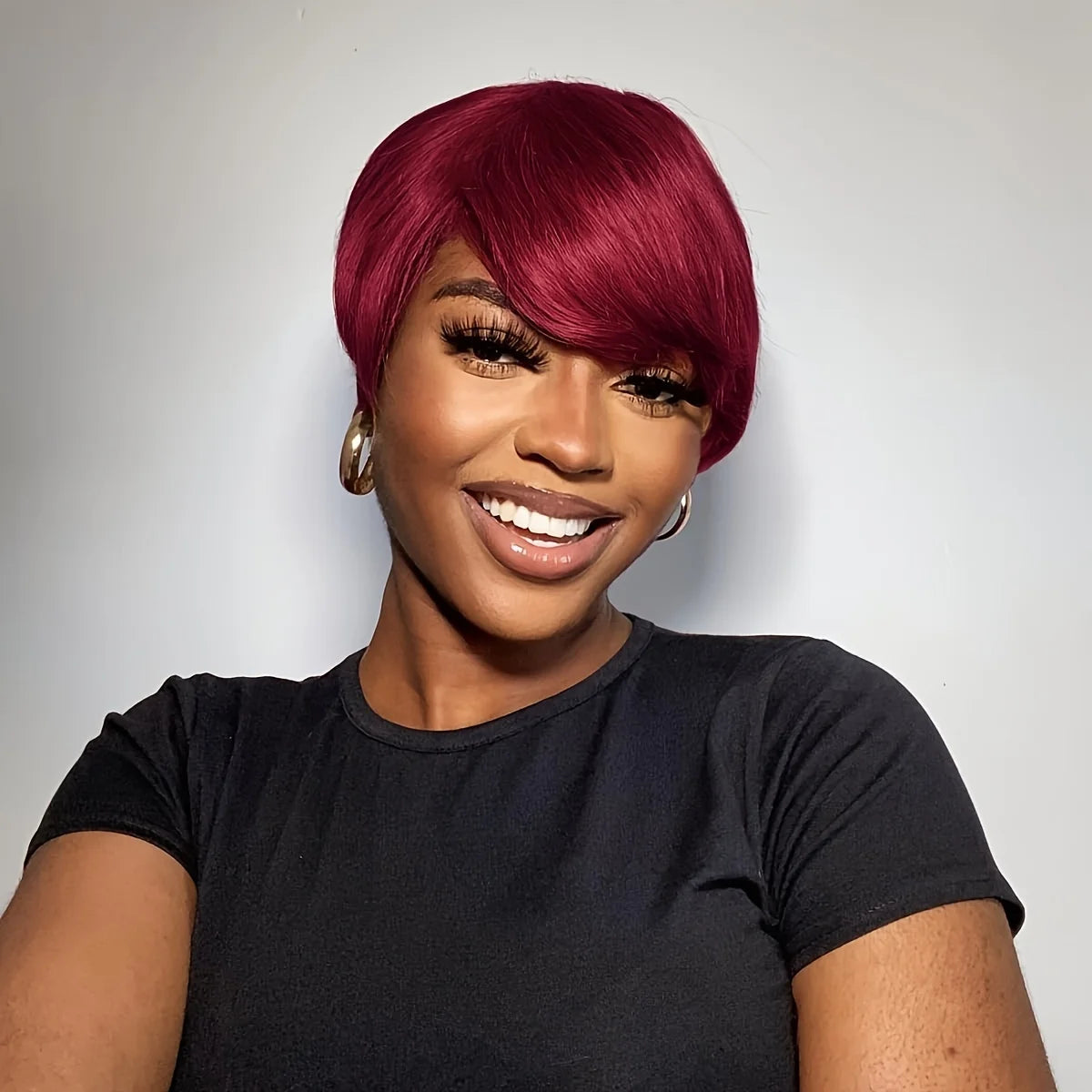 Pixie Cut Human Hair Wig | Short Straight Wig with Bangs | Full Machine Made | 6 Inches Luxegan