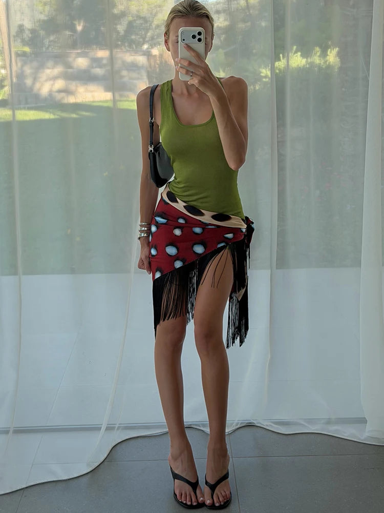 V-Neck Slip Maxi Dress & Skirt Set | Animal Print Ruched Drawstring Sexy Retro Summer Styles Luxegan