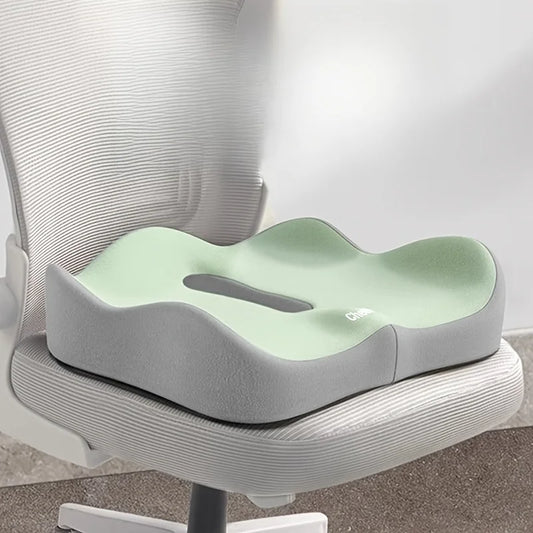 3D Ergonomic Memory Foam Seat Cushion | Sophisticated "Light Green & Grey" Silhouette | Elegant Handmade Washable Polyester Support | "Dignified" High-Performance Massage Cushion for Radiant Versatile Styling Luxegan