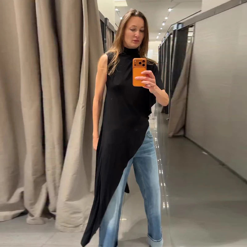 Solid Round Neck Sleeveless Regular Fit A-Line Ankle-Length Dress – Empire Waist, with Optional Cape/Shawl Overlay, All Season Luxegan
