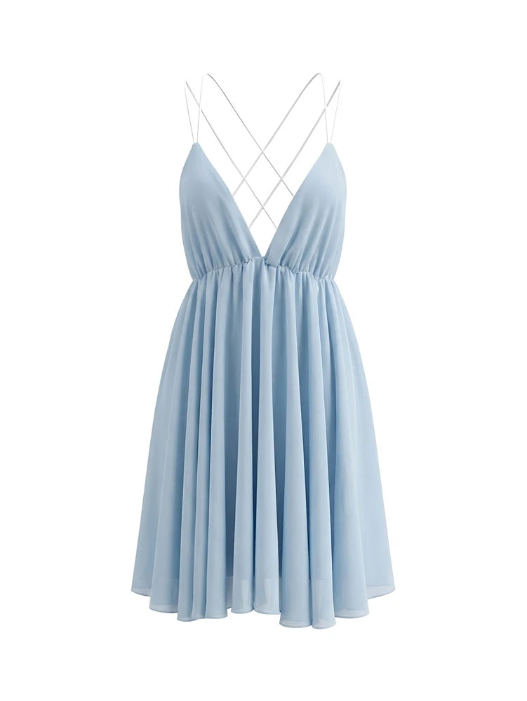Women's Spaghetti Strap Backless Mini Dress Luxegan