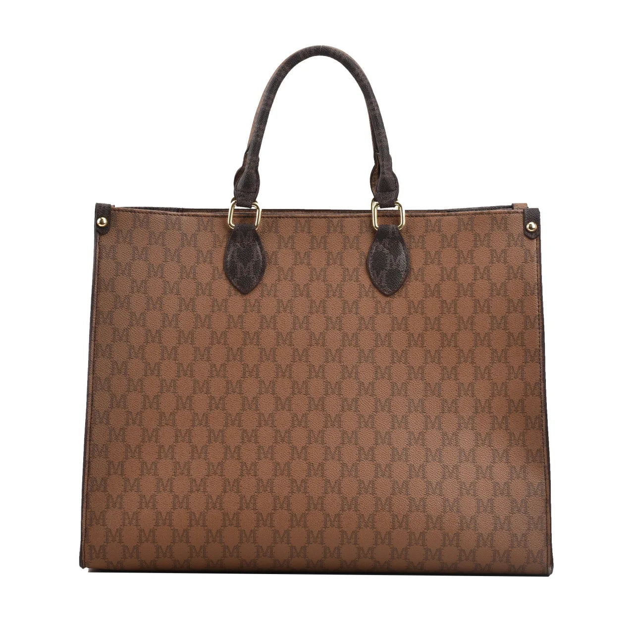 Retro European & American Large-Capacity Tote | Classic Letter Print PU Leather Shoulder Bag - view 17