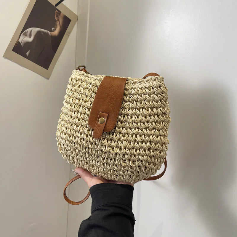 New Summer Shoulder Bag Grass Woven Crossbody Bag for Women | Bohemian Beach Simple Designer Small Purses and Handbags Luxegan
