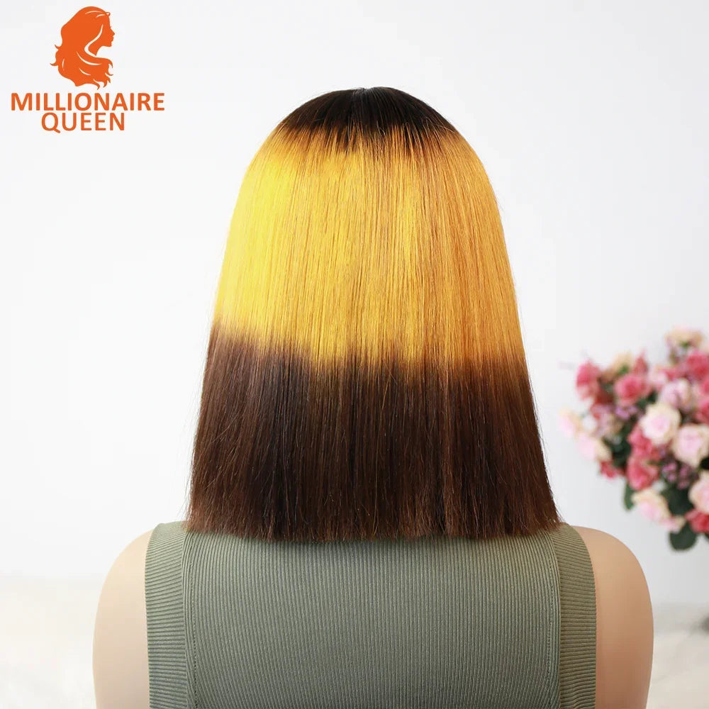 Highlight P4/30 Brown Vietname Bone Straight Bob Wig Super Double Drawn Human Hair 2x6 Glueless Lace Closure Wig For Black Women