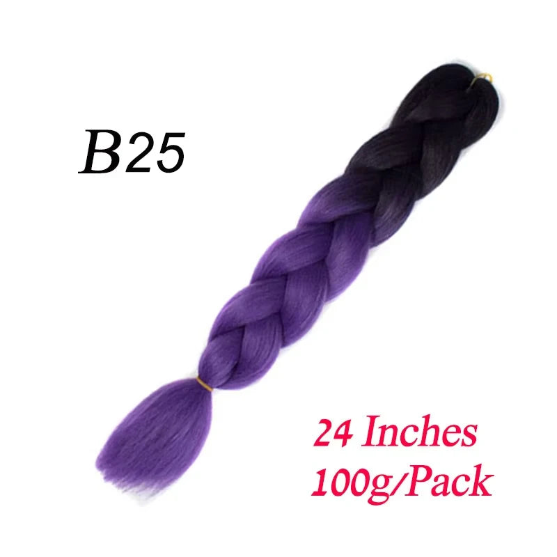 Lihui 24 Inch Pre-Stretched Synthetic Braiding Hair – Kanekalon Jumbo Braid | 100g | 100+ Ombre Colors