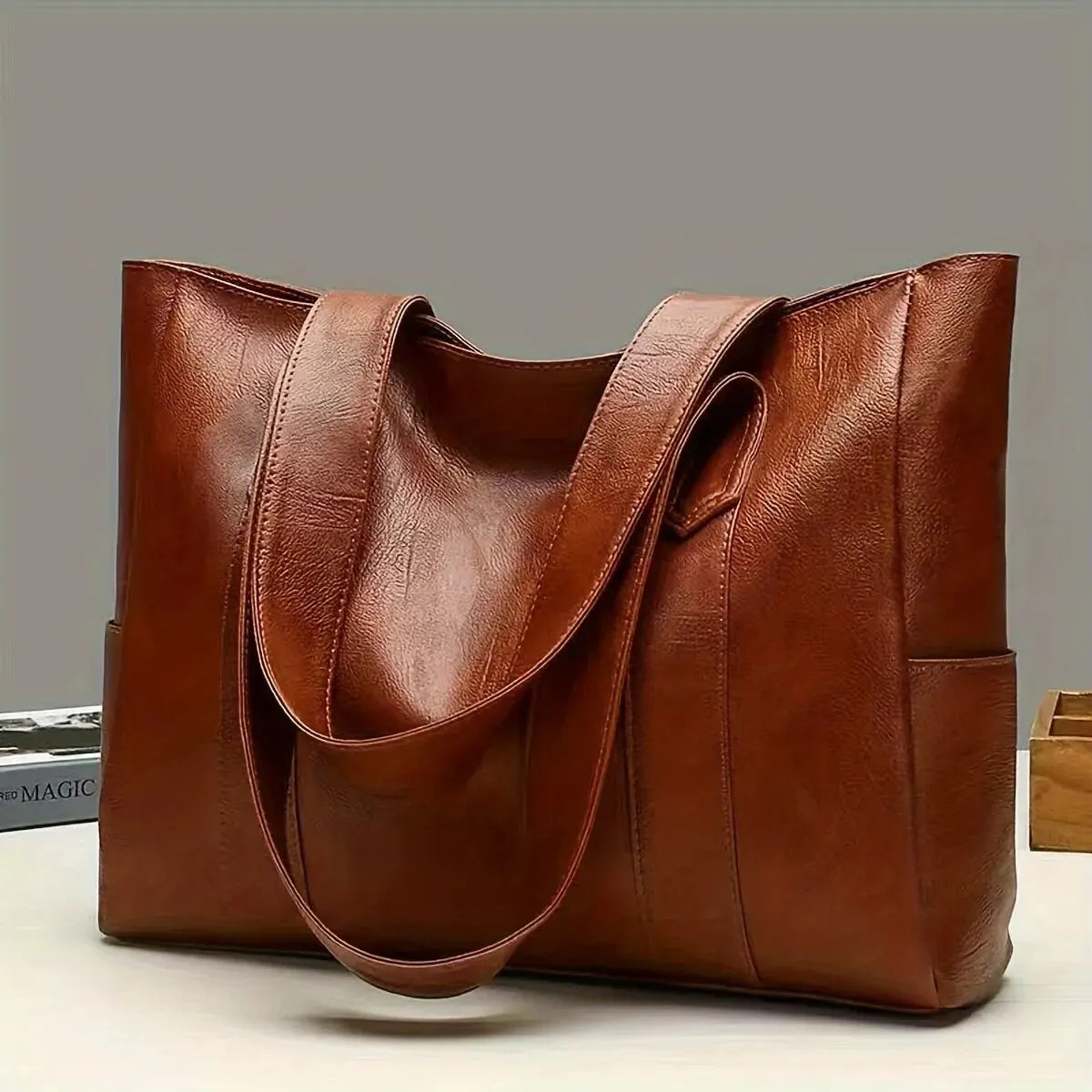 Vintage Large Capacity Tote Bag | Retro Vegan Shoulder Bag & Women's Casual Handbag (For Commute) Luxegan