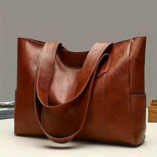 Vintage Large Capacity Tote Bag | Retro Vegan Shoulder Bag & Women's Casual Handbag (For Commute) Luxegan