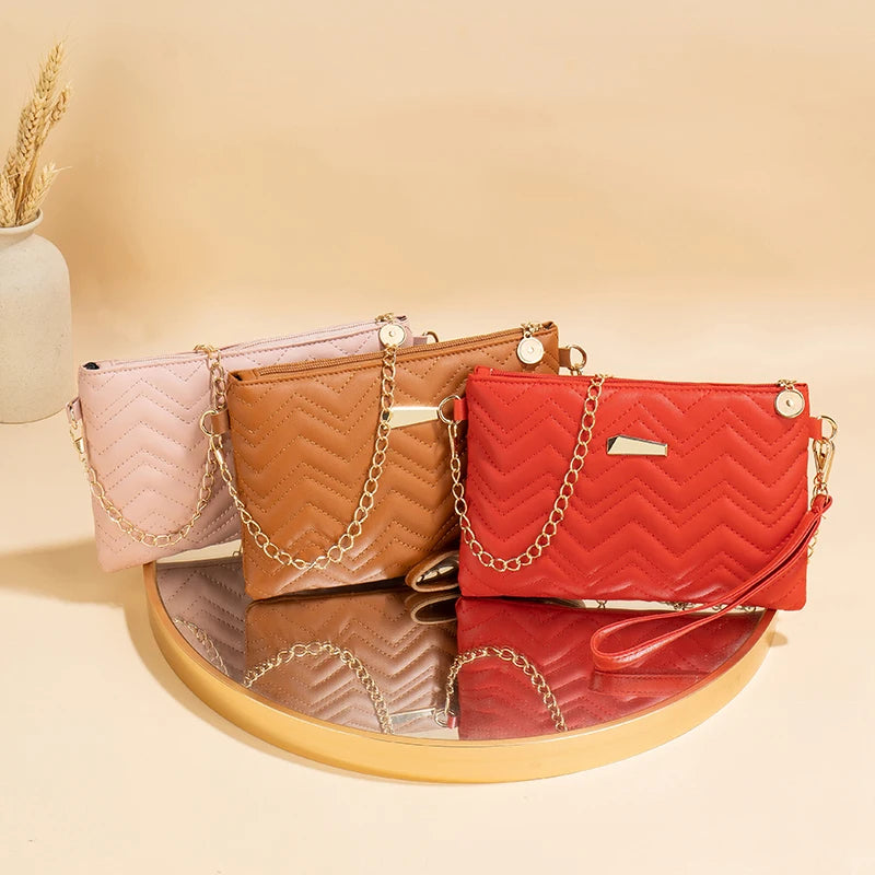 Women's Printed Shoulder Strap Crossbody Bag | Korean Wavy Wallet & Small Square Bag Luxegan
