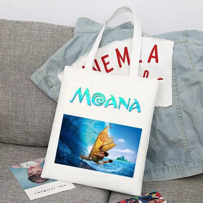 New Disney Moana Cartoon Canvas Shopper Bag | Unisex Large Capacity College Handbag & Shoulder Tote Luxegan