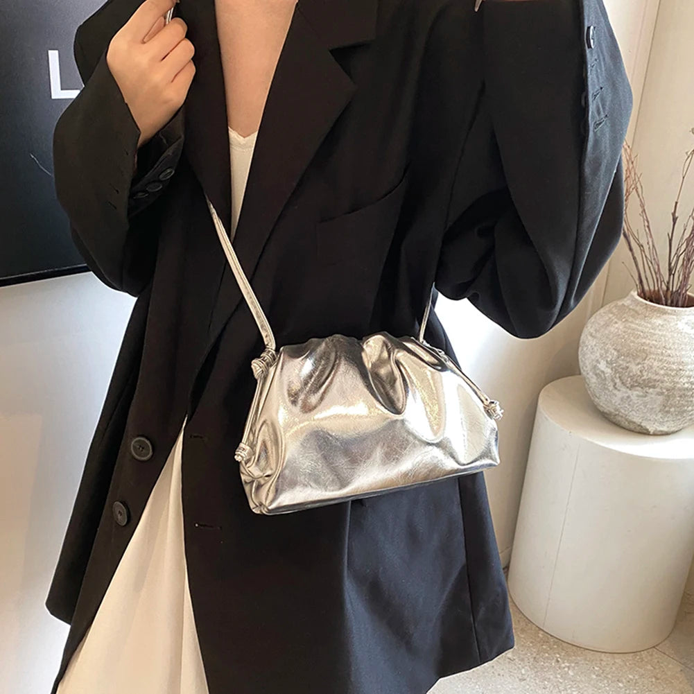 Small Luxury Design Women's Bag | Ruched Dumpling Clutch & Soft PU Leather Handbag Luxegan