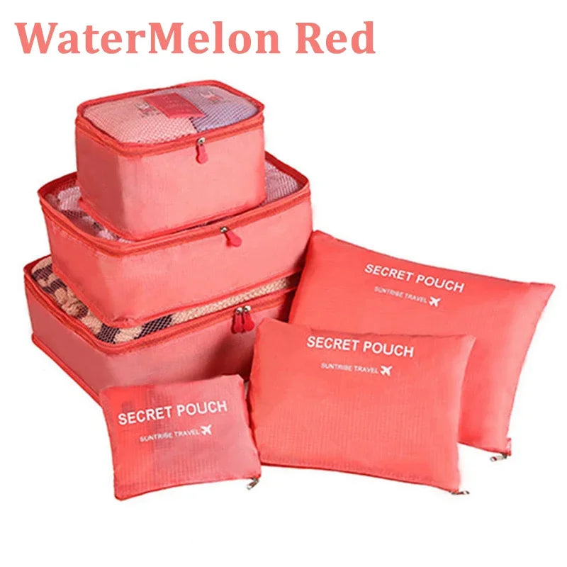 6pcs Set Travel Storage Bags | Suitcase Packing Set & Portable Luggage Organizer (Clothes Shoe Foldable Organizer) Luxegan