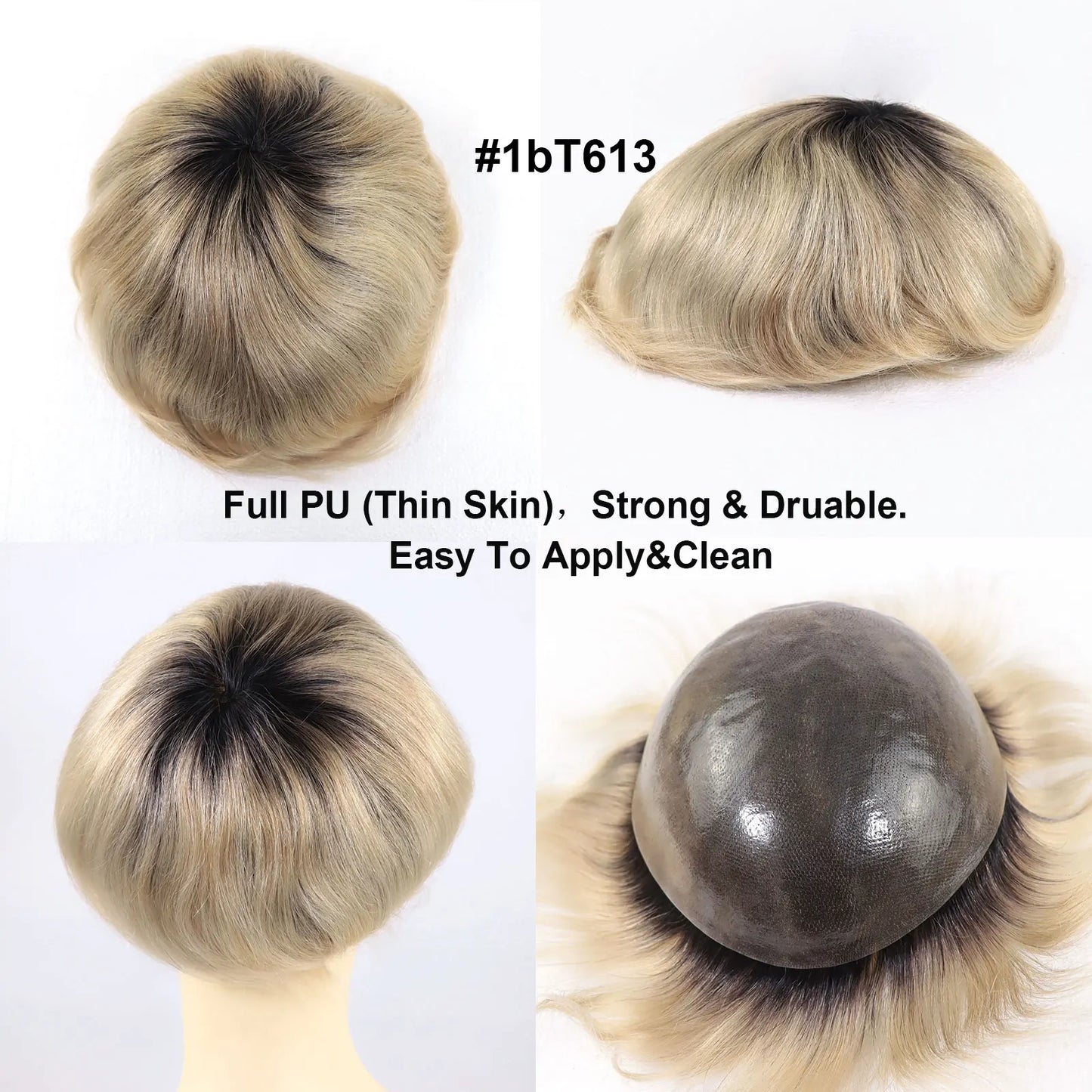 Ombre Platinum Blonde Lace Front Toupee | Sophisticated "Capillary Prosthesis" Silhouette | Dark Roots #613 Remy Human Hair System | "Dignified" High-Performance 8x10 Lace & PU Base for Radiant Versatile Styling Luxegan