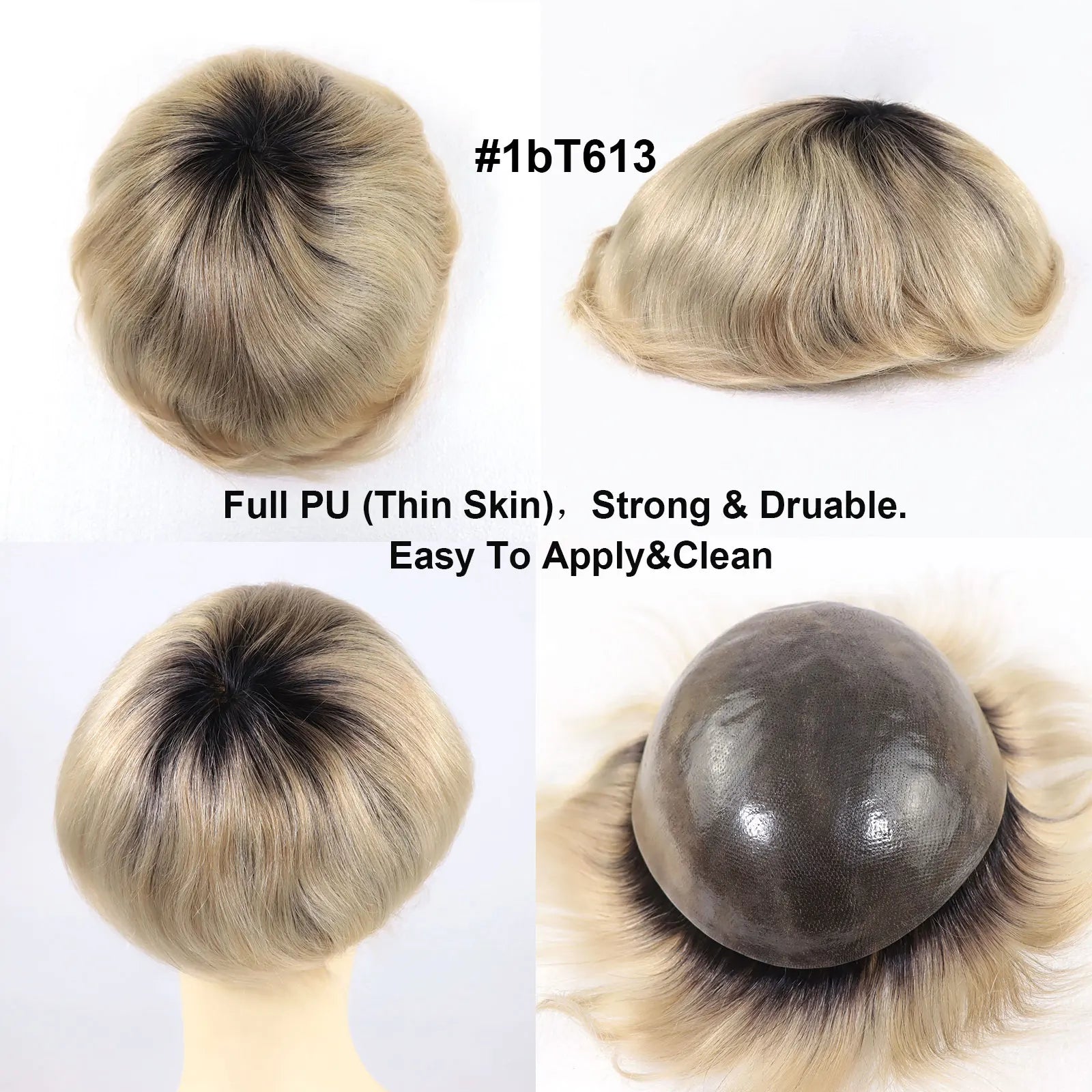 Ombre Platinum Blonde Lace Front Toupee | Sophisticated "Capillary Prosthesis" Silhouette | Dark Roots #613 Remy Human Hair System | "Dignified" High-Performance 8x10 Lace & PU Base for Radiant Versatile Styling Luxegan