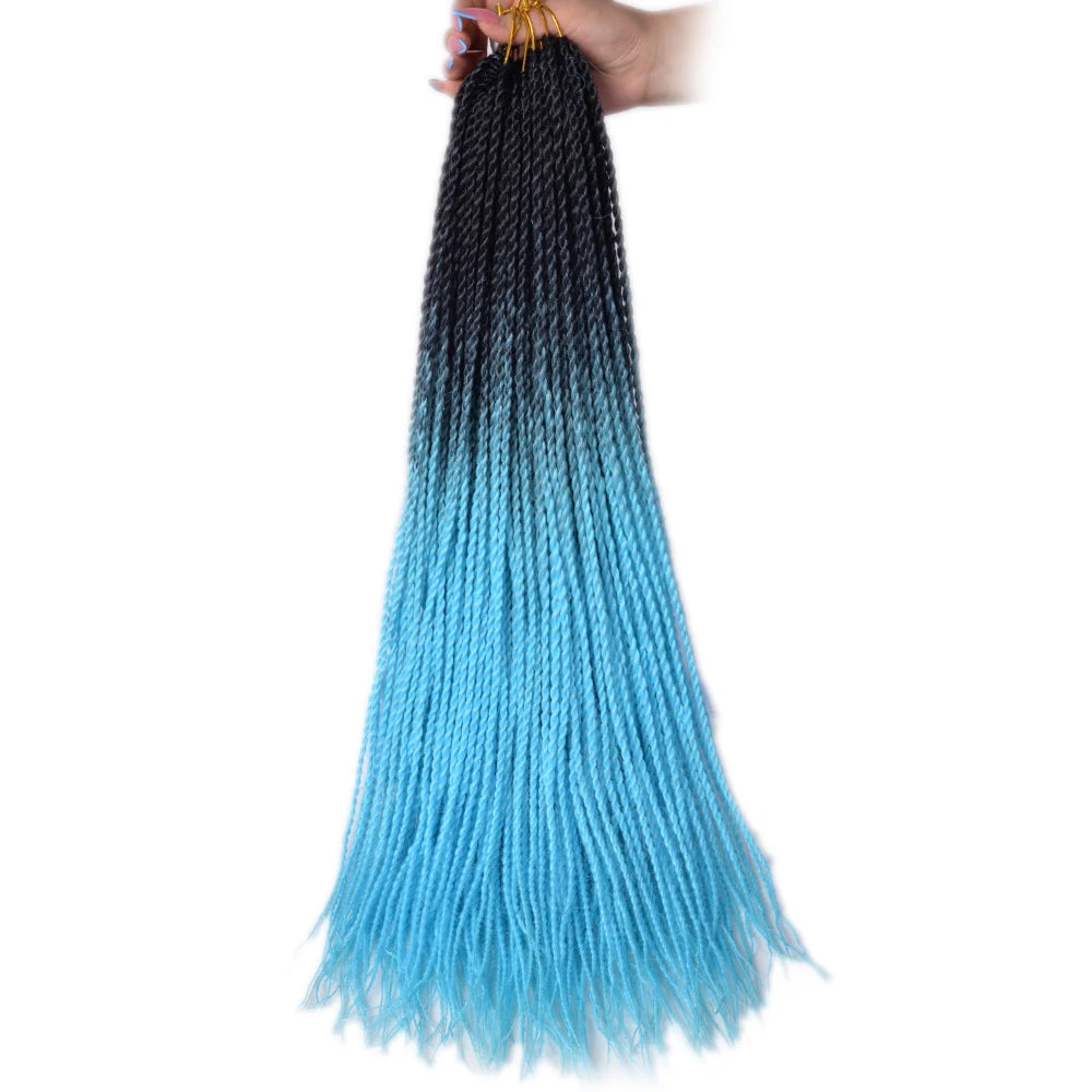 24-Inch Long Ombre Box Braids Crochet Hair - Pre-Looped Synthetic Braiding Hair Extensions - High Temperature Fiber 22 Strands/Pack Piano Color Crochet Braids for Women & Girls (27 Colors Available)