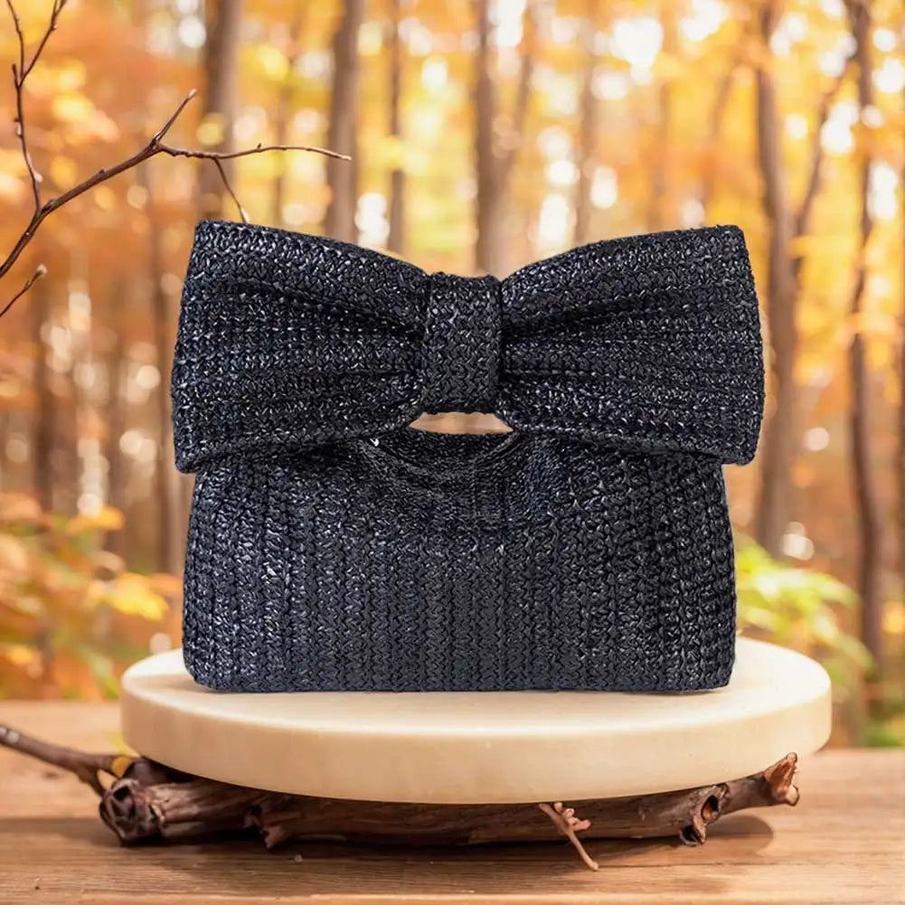 Summer Straw Woven Clutch Bag | Women's Bow Purse Luxury Design Ladies' Evening Handbag Luxegan